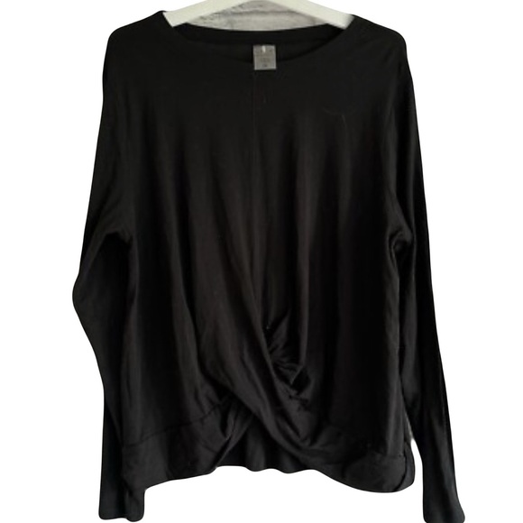 CALIA by Carrie underwood black cropped cinched front top 3 x - Picture 1 of 3